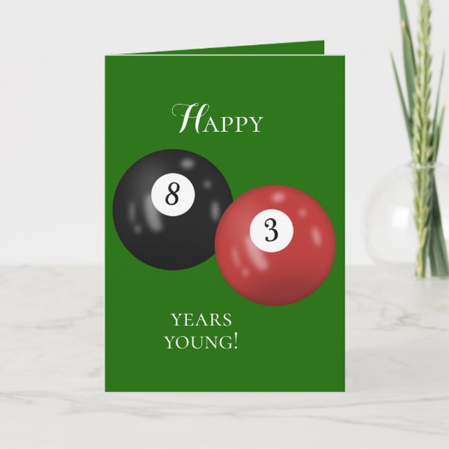 Tarjeta Billiard Balls 83 años (Anverso)