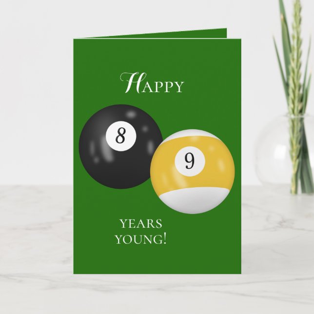 Tarjeta Billiard Balls 89 cumpleaños (Anverso)
