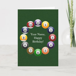 Tarjeta Billiard Balls Shiny Colorous Pool Snooker Sports