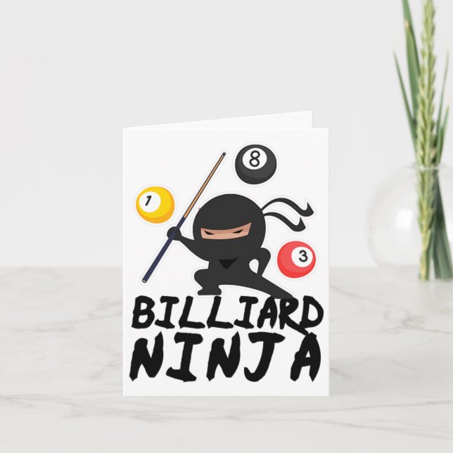 Tarjeta Billiards Billiard Ninja Pool Player 8 Gracioso (Anverso)
