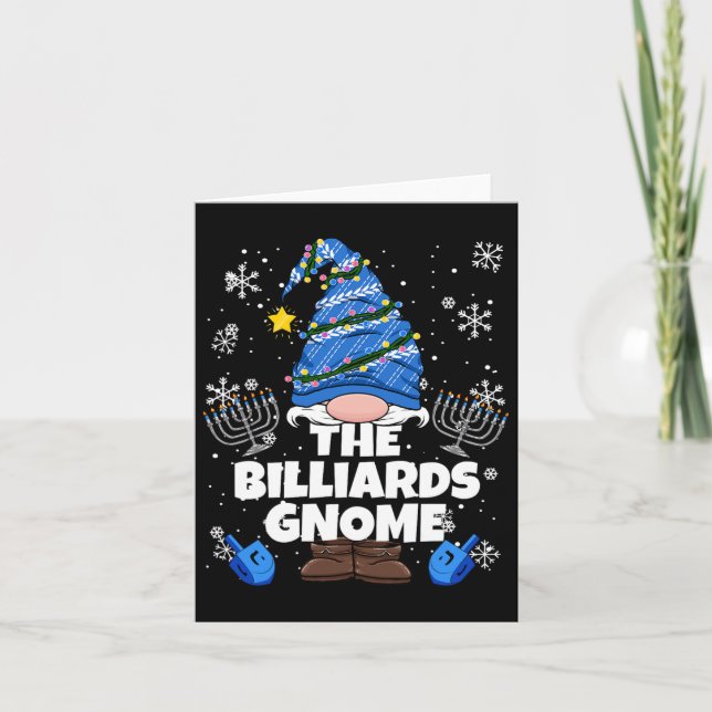 Tarjeta Billiards Gnome Funny Jewish Hanukkah Gnome Billia (Anverso)
