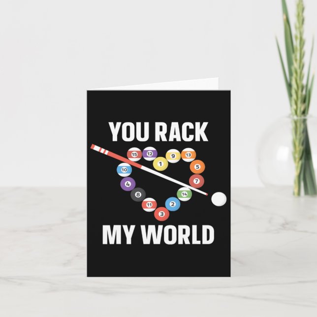 Tarjeta Billiards Pool Player Ball Pun Heart Valentines Da (Anverso)