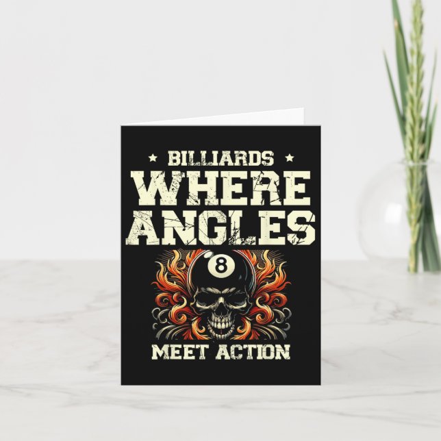 Tarjeta Billiards Where Angles Meet Action Billiard Cue Po (Anverso)