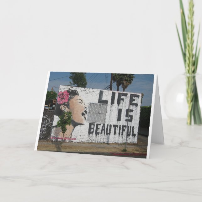 Tarjeta Billie Holiday Street Art (Anverso)