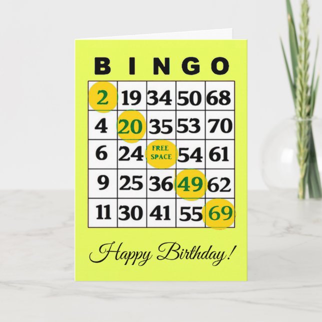 Tarjeta BINGO de cumpleaños feliz (Anverso)