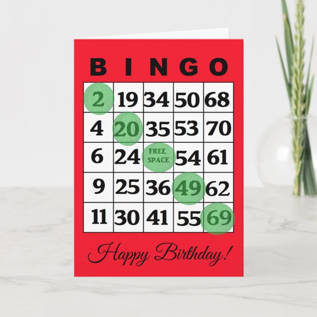 Tarjeta BINGO de cumpleaños feliz (Anverso)