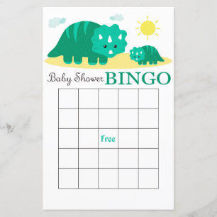 Tarjeta bingo de ducha de bebé dinosaurio, bingo d