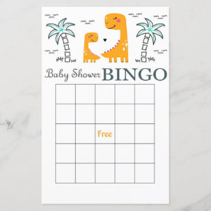Tarjeta bingo de ducha de bebé dinosaurio, bingo D