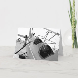 Tarjeta Biplanos Cockpit Blanco y negro