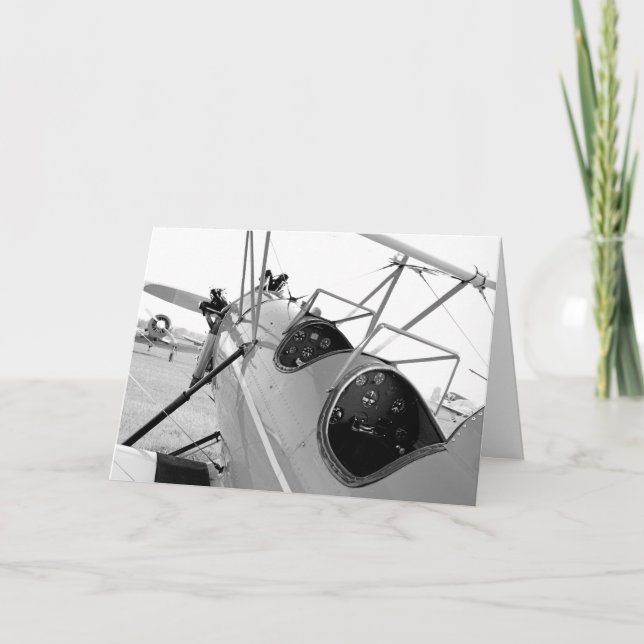 Tarjeta Biplanos Cockpit Blanco y negro (Anverso)