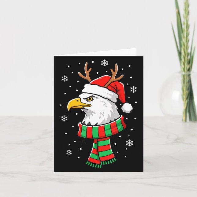 Tarjeta Bird Holiday, Santa Hat, Reindeer Antlers &amp; Fe (Anverso)