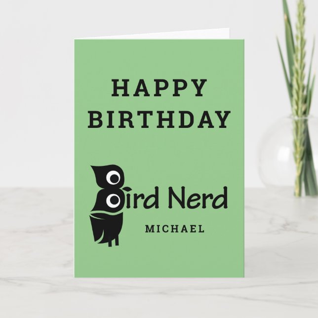 Tarjeta Bird Nerd Owl Happy Birthday (Anverso)