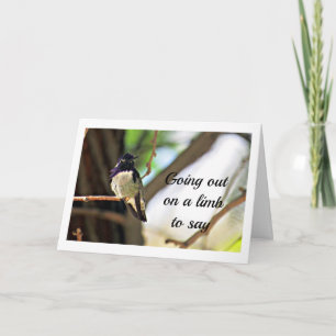 TARJETA BIRD SALE DE UN LÍMBOLO PARA DECIR FELIZ CUMPLEAÑO