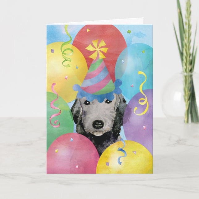 Tarjeta Birday Balloons Bedlington Terrier Card (Anverso)