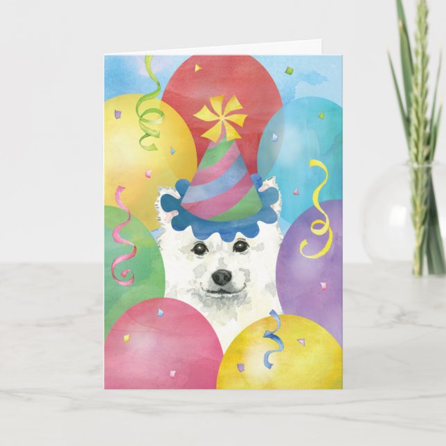 Tarjeta Birday Balloons Eskie (Anverso)