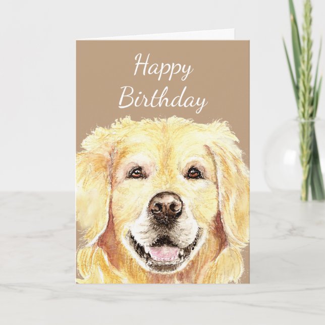 Tarjeta Birday Blank Watercolor Golden Retriever Dog (Anverso)