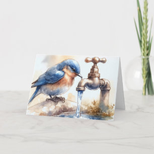 Tarjeta Birday Bluebird En El Arte De Las Acuarelas