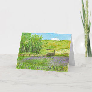 Tarjeta Birday Farm Field Purple Lupines Watercolor