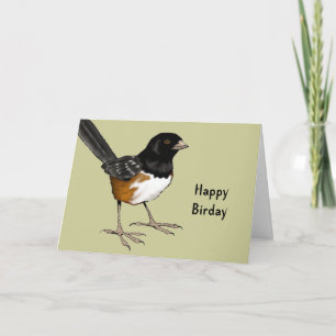 Tarjeta Birday feliz: Retruécano, ilustracion del pájaro: