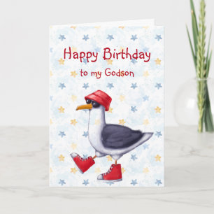 Tarjeta Birday Godson Fun Fun Cute Seagull Bird
