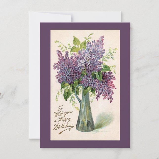 Tarjeta Birday Lilacs Vintage Greeting Card (Anverso)