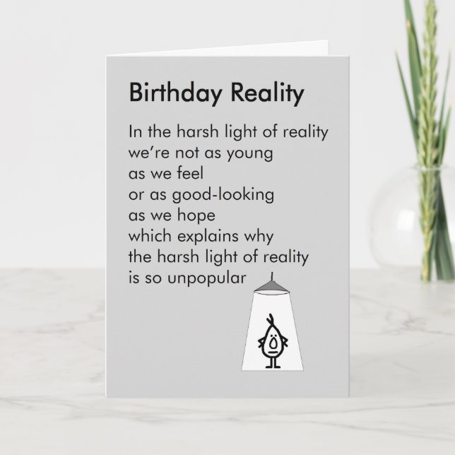 Tarjeta Birday Reality - Un poema divertido de cumpleaños (Anverso)