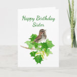 Tarjeta Birday Sister Song Sparrow Bird<br><div class="desc">Perfecto si te gustan los pájaros,  los pájaros o los gorriones. Watercolor Song Sparrow Bird para la hermana que aprecias com. com</div>