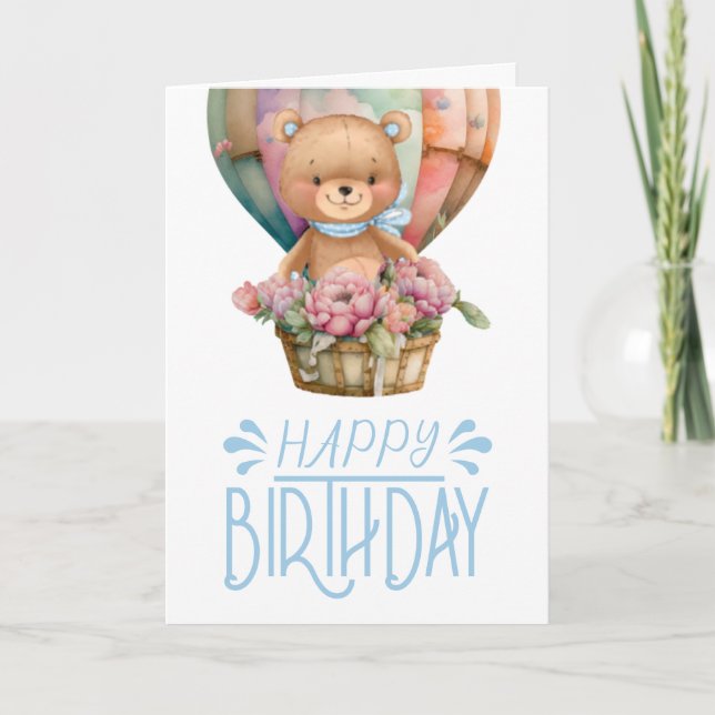 Tarjeta Birday Teddy Bear Balloon Card (Anverso)