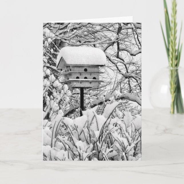 Tarjeta Birdhouse del invierno (Anverso)