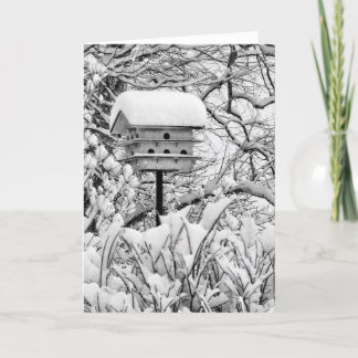 Tarjeta Birdhouse del invierno