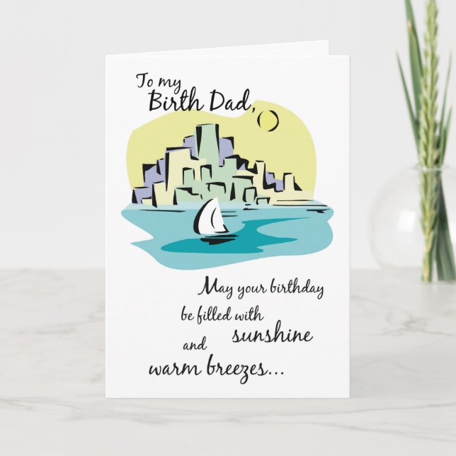 Tarjeta Birth Dad Sailboat City Cumpleaños (Anverso)