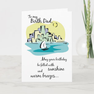 Tarjeta Birth Dad Sailboat City Cumpleaños