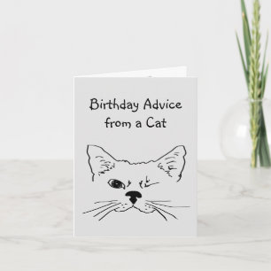 Tarjeta Birthday Advice from Winking  Cat Fun Animal Humor