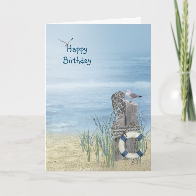 Tarjeta Birthday Beach Seagull (Anverso)