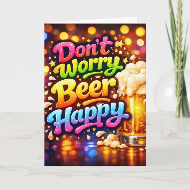 Tarjeta Birthday Beer Mug With Neon Fun Text (Anverso)