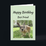 Tarjeta Birthday Best Friend Never Find Another Animal Fun<br><div class="desc">Happy Birthday Best Friend  even with my glasses on I couldn't find another friend as awesome as you.  Funny Glasses Kangaroo animal humor</div>