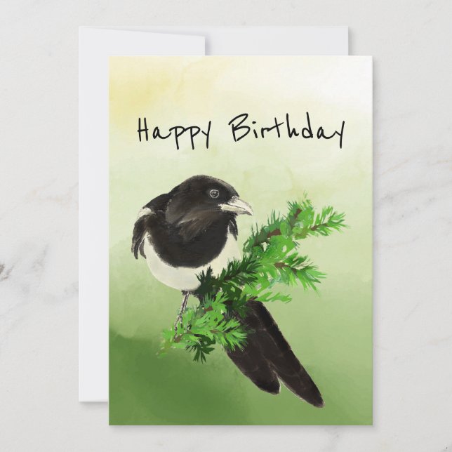 Tarjeta Birthday Blank Curious Magpie Garden Bird Wildlife (Anverso)