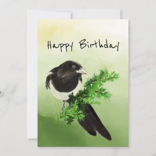 Tarjeta Birthday Blank Curious Magpie Garden Bird Wildlife