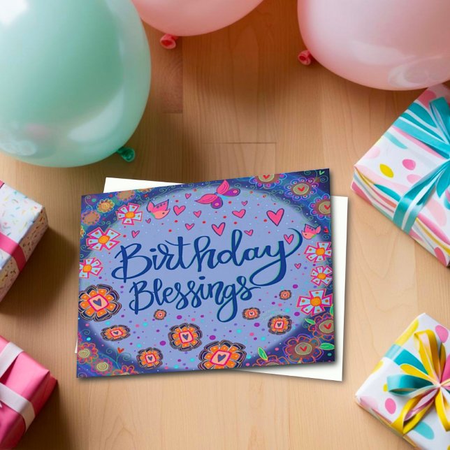 Tarjeta Birthday Blesss Bonito Floral Trendy Fun (Subido por el creador)