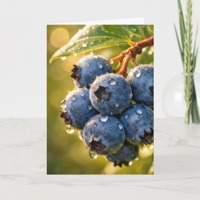 Tarjeta Birthday Blueberries with Raindrops (Anverso)