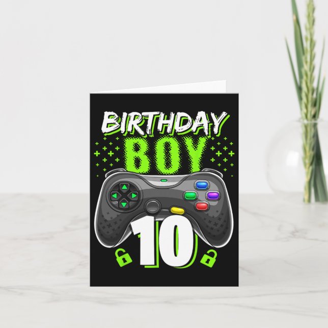 Tarjeta Birthday Boy 10 Video Game Controller Gamer 10th B (Anverso)