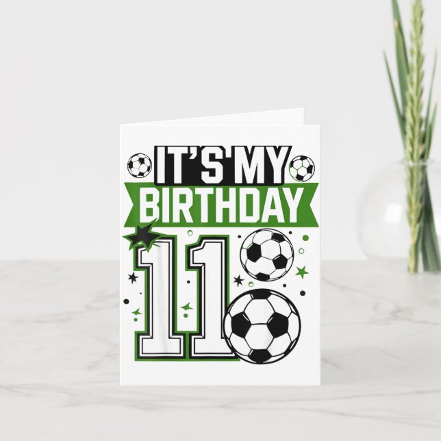 Tarjeta Birthday Boy Tees 11 Soccer Its My 11th Birthday B (Anverso)