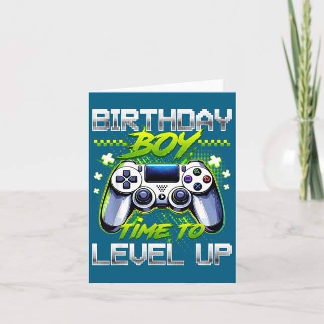Tarjeta Birthday Boy Time To Level Up Video Game Birthday  (Anverso)