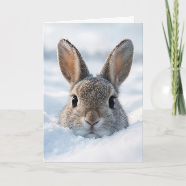 Tarjeta Birthday Bunny In a Deep Snowdrift (Anverso)