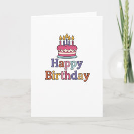 Tarjeta Birthday Cake Motif Card Folded Blank Inside