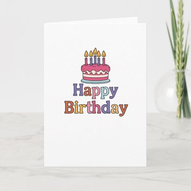 Tarjeta Birthday Cake Motif Card Folded Blank Inside (Anverso)