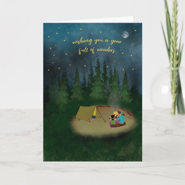 Tarjeta Birthday Camping Under the Stars (Anverso)