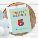 Tarjeta birthday card 5th for kids<br><div class="desc">🎉 Personalized Birthday Balloon Card - Celebrate with Style! 🎈 personalized birthday card, birthday greeting card, customizable birthday card, colorful balloon card, fun birthday card, unique birthday card for kids, special occasion card, high-quality birthday card, birthday card, with name and age Make their special day unforgettable with our vibrant and...</div>