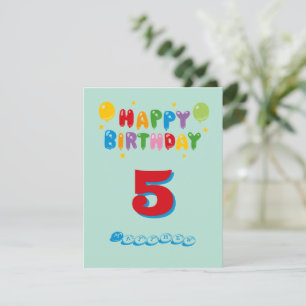 Tarjeta birthday card 5th for kids