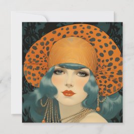 Tarjeta Birthday card featuring beautiful 1920s girl